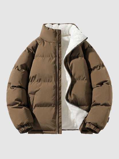 Heren Fleece Gevoerde Gewatteerde Jas Warme Lichtgewicht Winterbuitenkleding