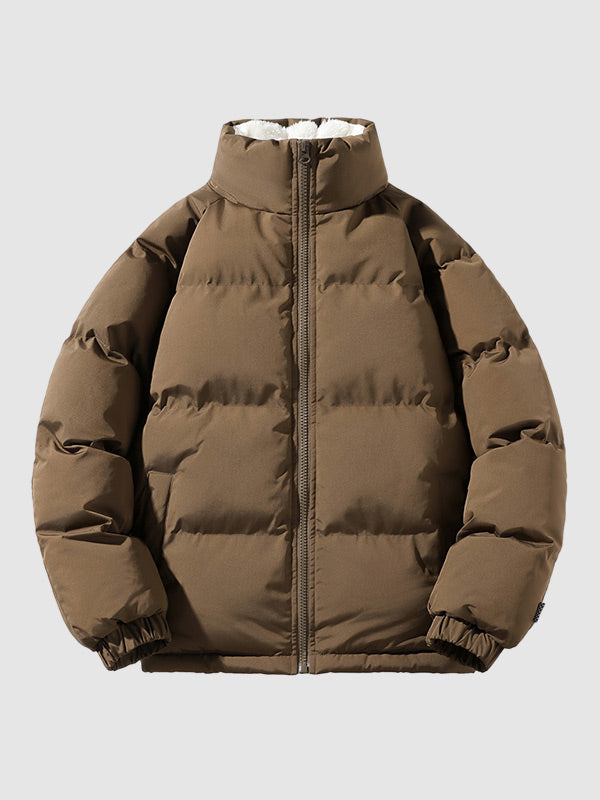 Heren Fleece Gevoerde Gewatteerde Jas Warme Lichtgewicht Winterbuitenkleding