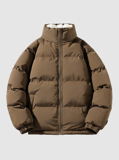 Heren Fleece Gevoerde Gewatteerde Jas Warme Lichtgewicht Winterbuitenkleding