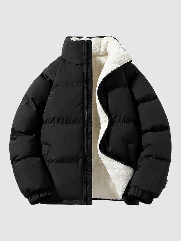 Heren Fleece Gevoerde Gewatteerde Jas Warme Lichtgewicht Winterbuitenkleding
