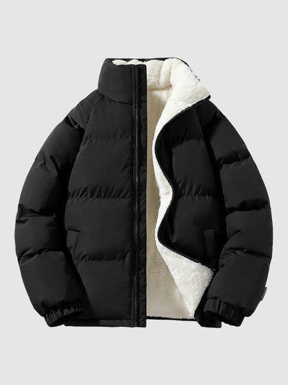 Heren Fleece Gevoerde Gewatteerde Jas Warme Lichtgewicht Winterbuitenkleding