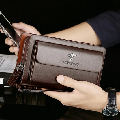 Heren Leren Clutch Portemonnee Ruime Organizer Tas