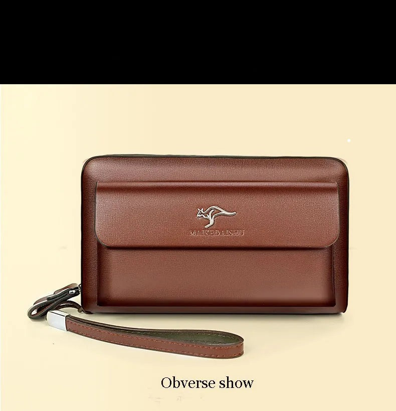 Heren Leren Clutch Portemonnee Ruime Organizer Tas