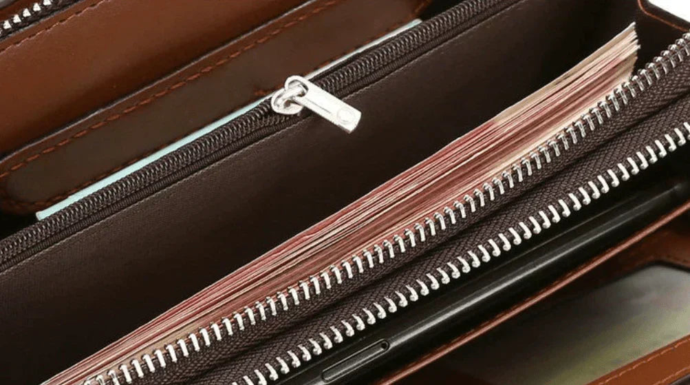 Heren Leren Clutch Portemonnee Ruime Organizer Tas