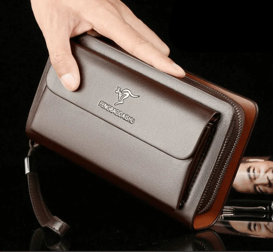 Heren Leren Clutch Portemonnee Ruime Organizer Tas