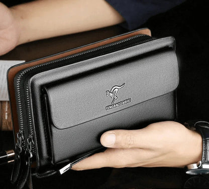 Heren Leren Clutch Portemonnee Ruime Organizer Tas