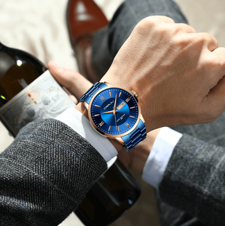 Heren luxe waterdichte chronograaf horloge met roestvrijstalen band
