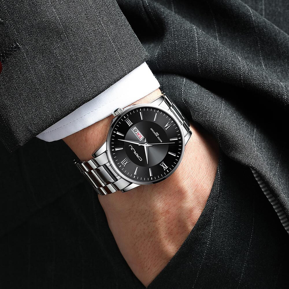Heren luxe waterdichte chronograaf horloge met roestvrijstalen band