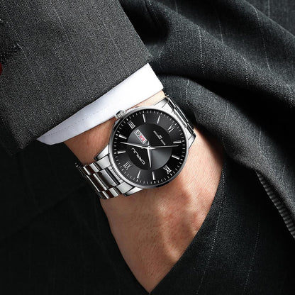 Heren luxe waterdichte chronograaf horloge met roestvrijstalen band
