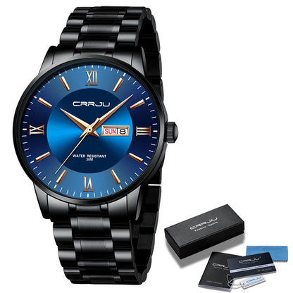Heren luxe waterdichte chronograaf horloge met roestvrijstalen band