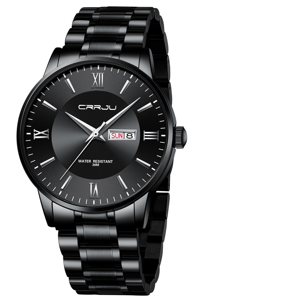 Heren luxe waterdichte chronograaf horloge met roestvrijstalen band