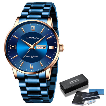 Heren luxe waterdichte chronograaf horloge met roestvrijstalen band