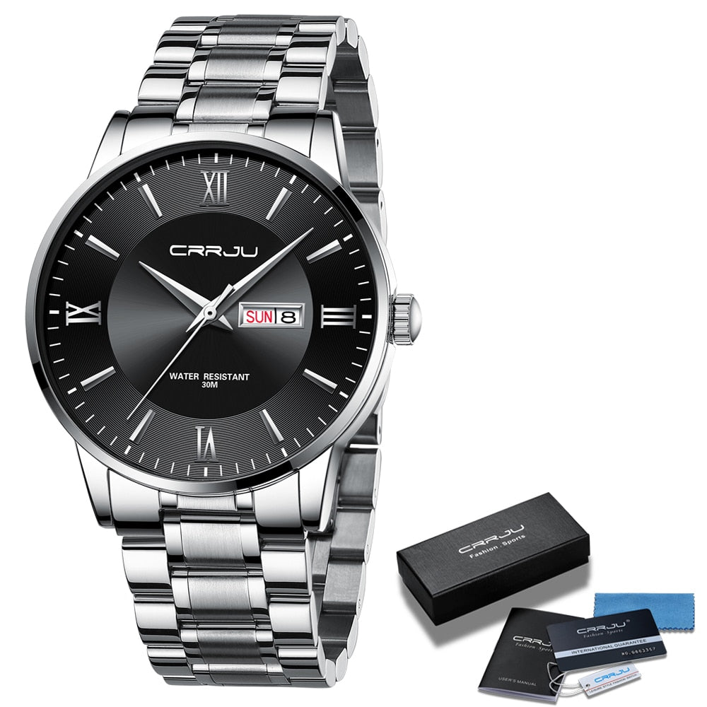 Heren luxe waterdichte chronograaf horloge met roestvrijstalen band