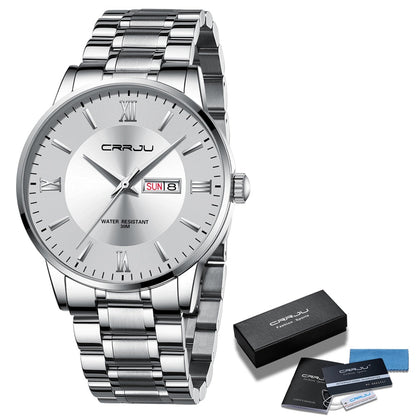 Heren luxe waterdichte chronograaf horloge met roestvrijstalen band