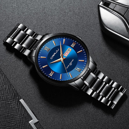 Heren luxe waterdichte chronograaf horloge met roestvrijstalen band