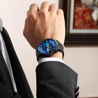 Heren luxe waterdichte chronograaf horloge met roestvrijstalen band