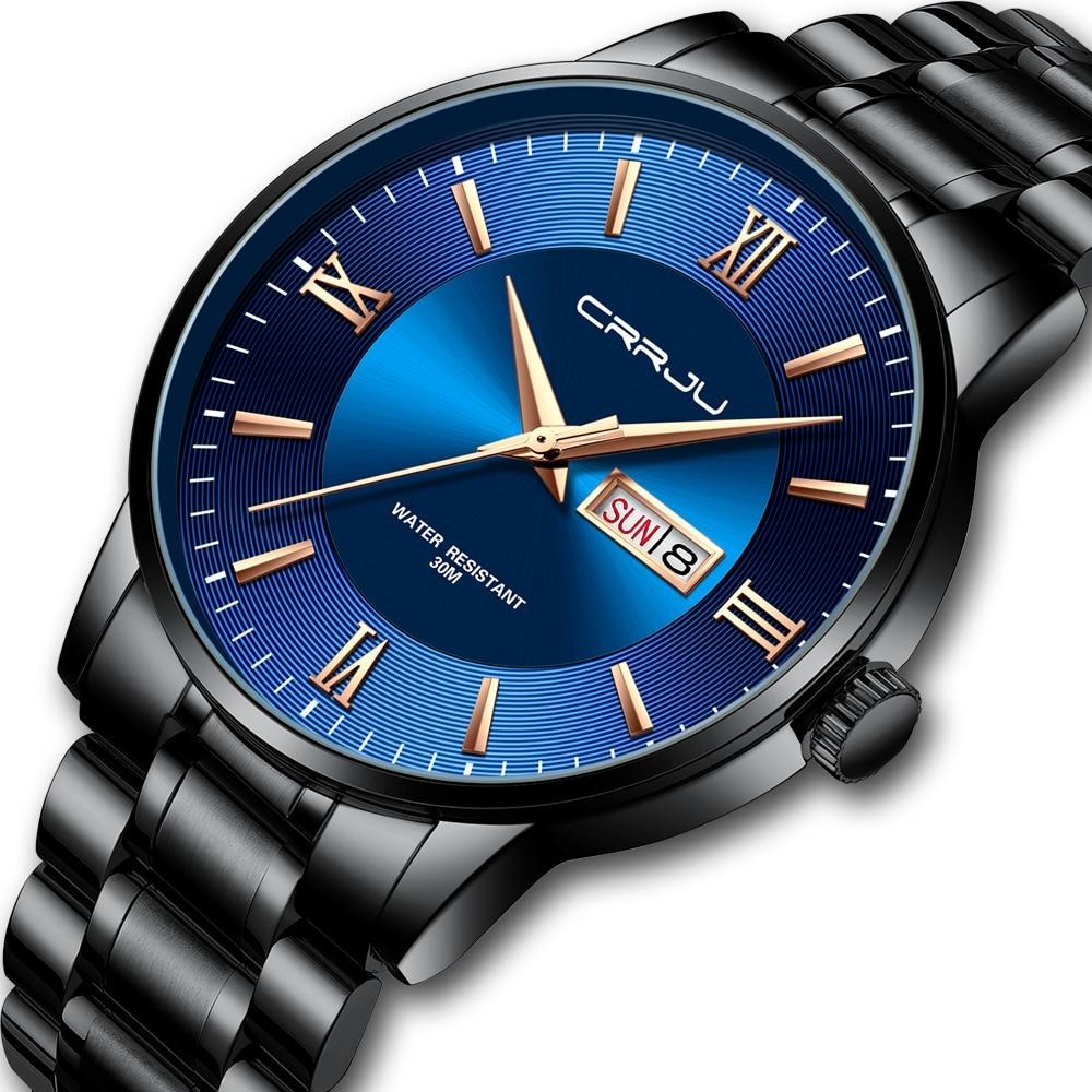 Heren luxe waterdichte chronograaf horloge met roestvrijstalen band