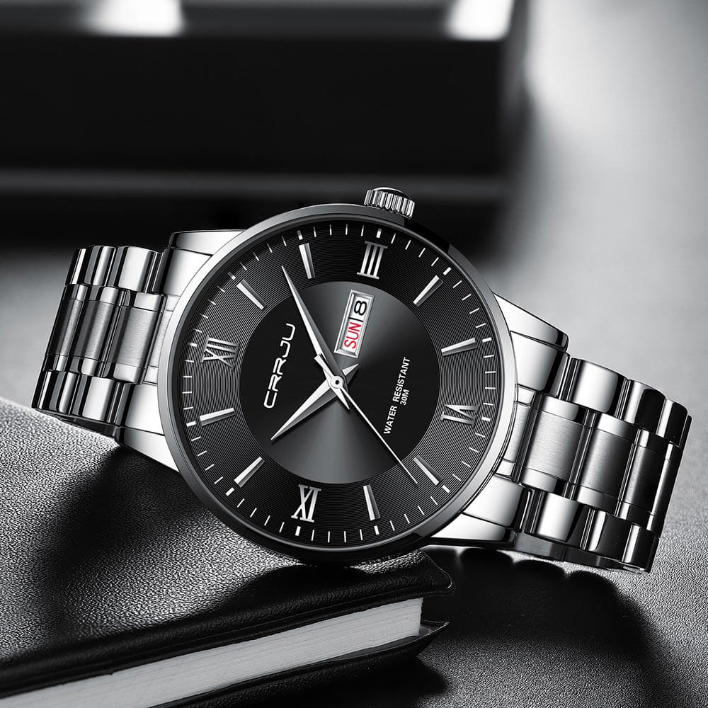 Heren luxe waterdichte chronograaf horloge met roestvrijstalen band