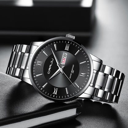 Heren luxe waterdichte chronograaf horloge met roestvrijstalen band