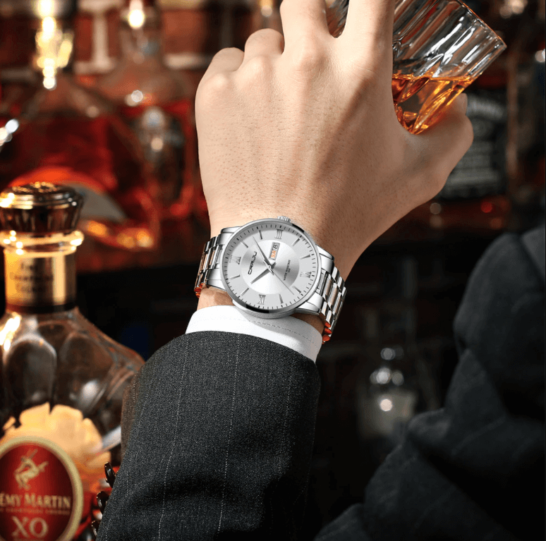 Heren luxe waterdichte chronograaf horloge met roestvrijstalen band
