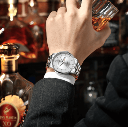Heren luxe waterdichte chronograaf horloge met roestvrijstalen band