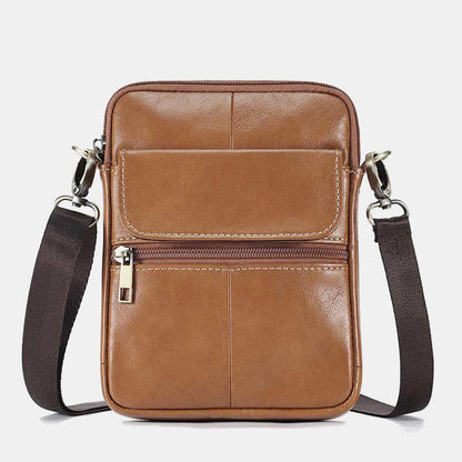 Kleine heren schoudertas van echt leer compacte crossbody