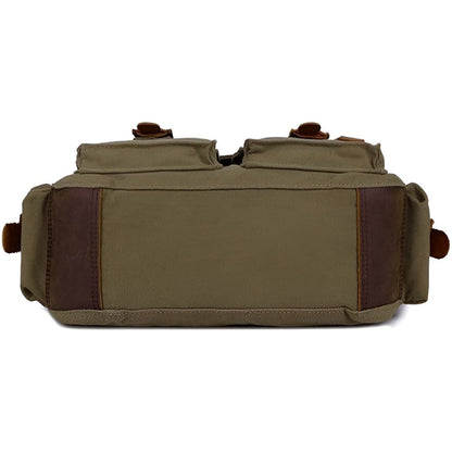 Michael vintage canvas messenger tas voor mannen met leren accenten