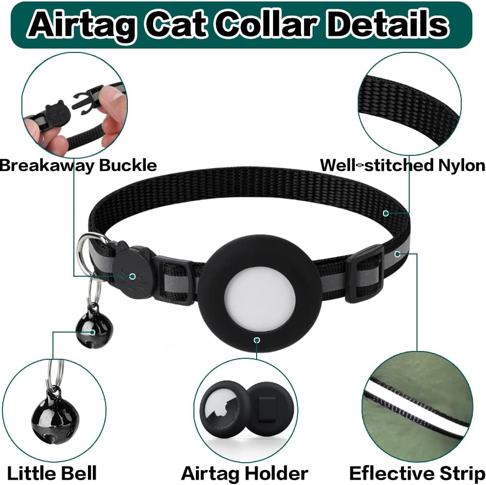 Milo Kattenhalsband met Veiligheidsontgrendeling Reflecterende AirTag Compatibele Halsband