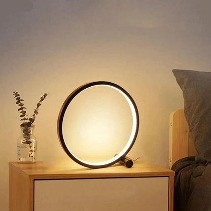 Minimalistische LED ring bureaulamp met touch dimmer en warm licht