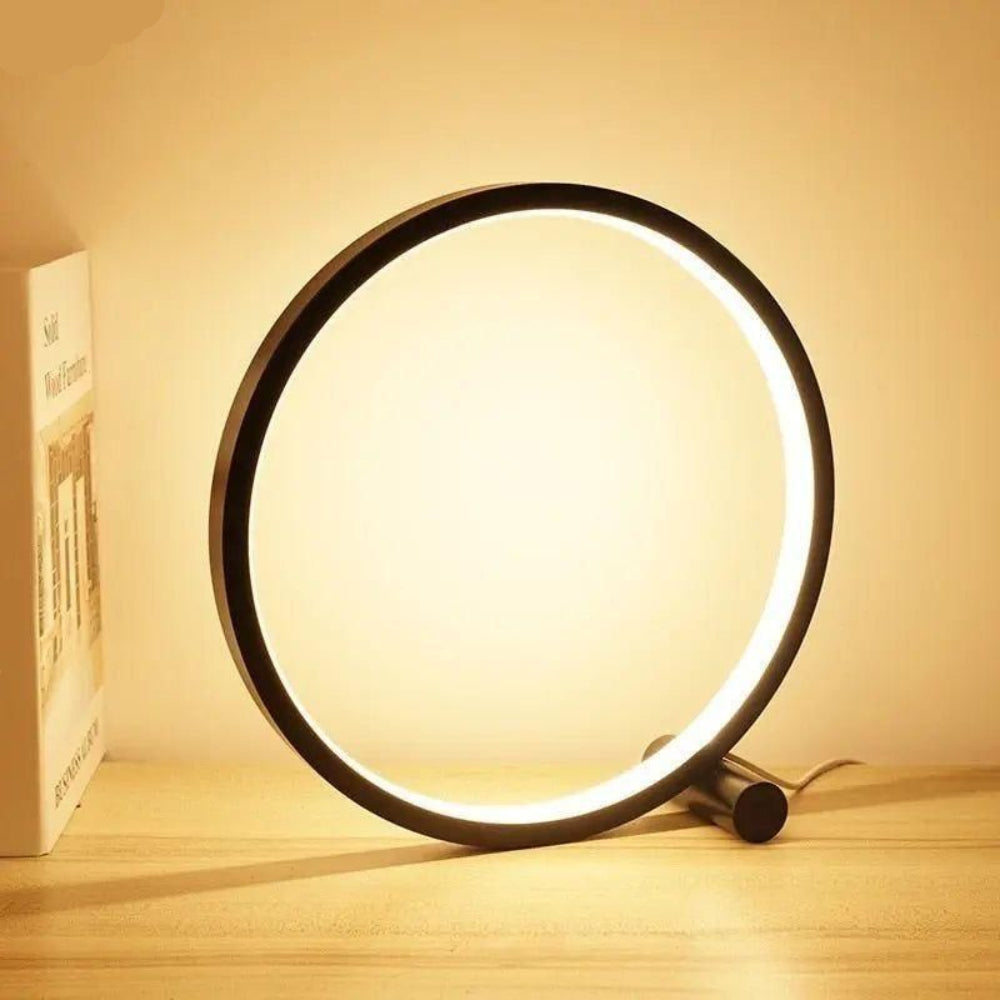 Minimalistische LED ring bureaulamp met touch dimmer en warm licht