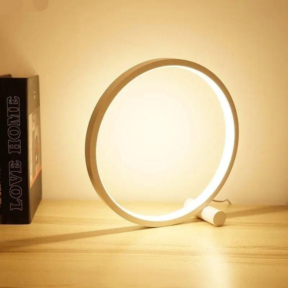 Minimalistische LED ring bureaulamp met touch dimmer en warm licht