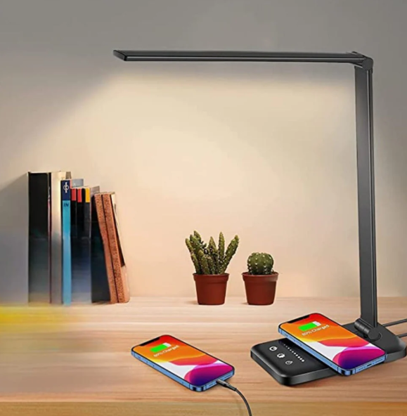 Moderne verstelbare LED bureaulamp met USB-oplader dimbare kantoor- en slaapkamerverlichting