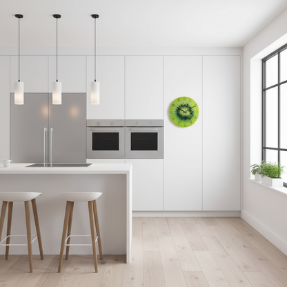 Moderne grote glazen wandklok met minimalistisch design voor elegante keuken- en woonkamerdecoratie