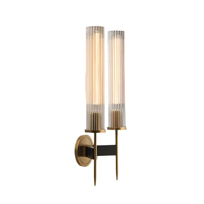 Möni Geribbelde Glazen Wandlamp – Moderne Messing Afwerking Binnenlamp