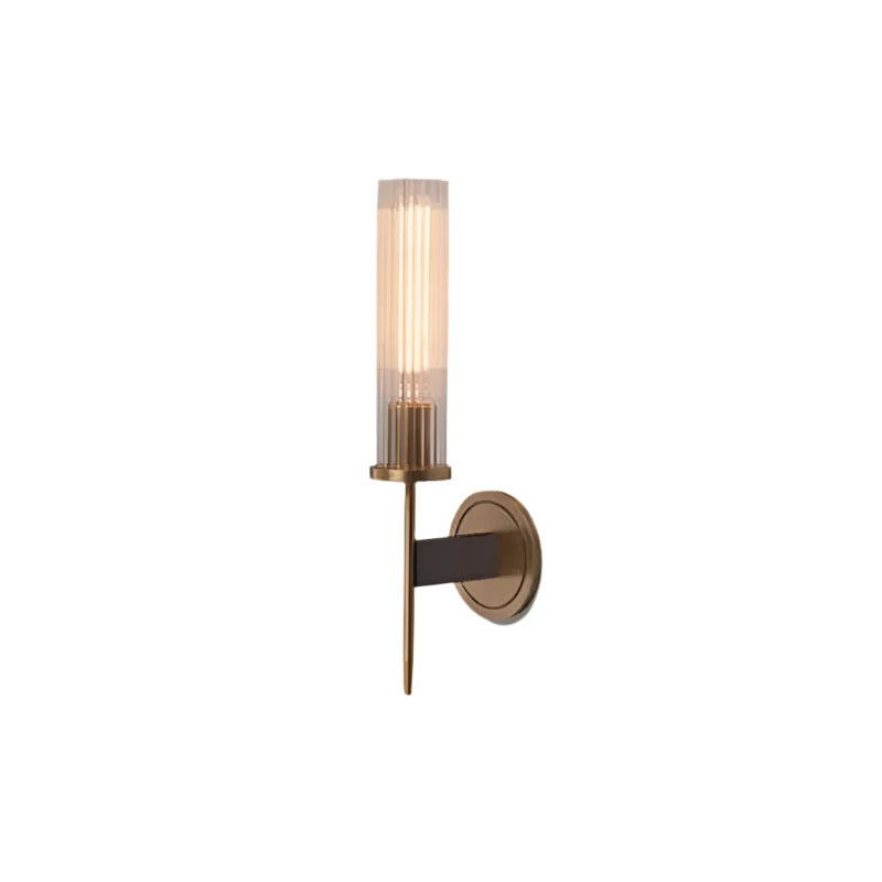 Möni Geribbelde Glazen Wandlamp – Moderne Messing Afwerking Binnenlamp