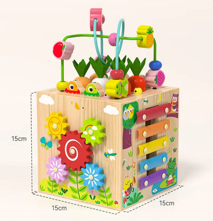 Montessori 8-in-1 houten activiteitenkubus voor peuterleren en spel