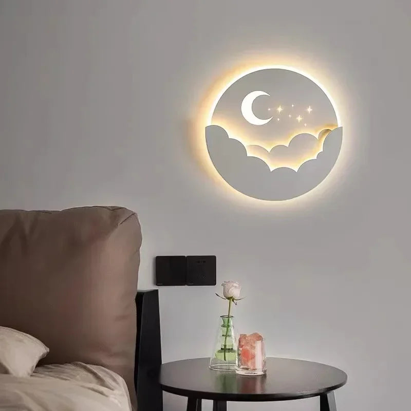 Maan en sterren LED-wandlamp gezellige nachtlamp