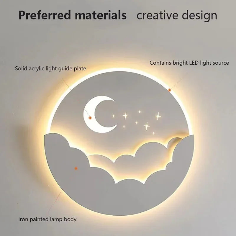 Maan en sterren LED-wandlamp gezellige nachtlamp