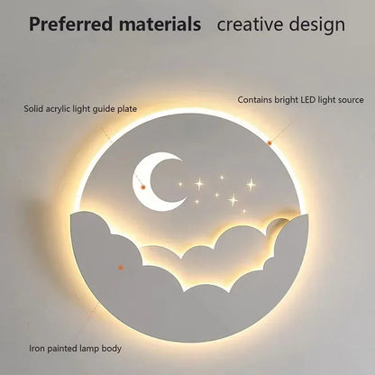 Maan en sterren LED-wandlamp gezellige nachtlamp