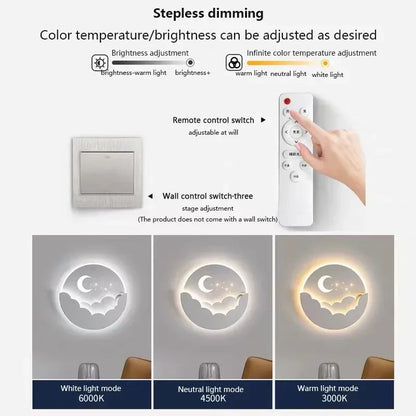 Maan en sterren LED-wandlamp gezellige nachtlamp