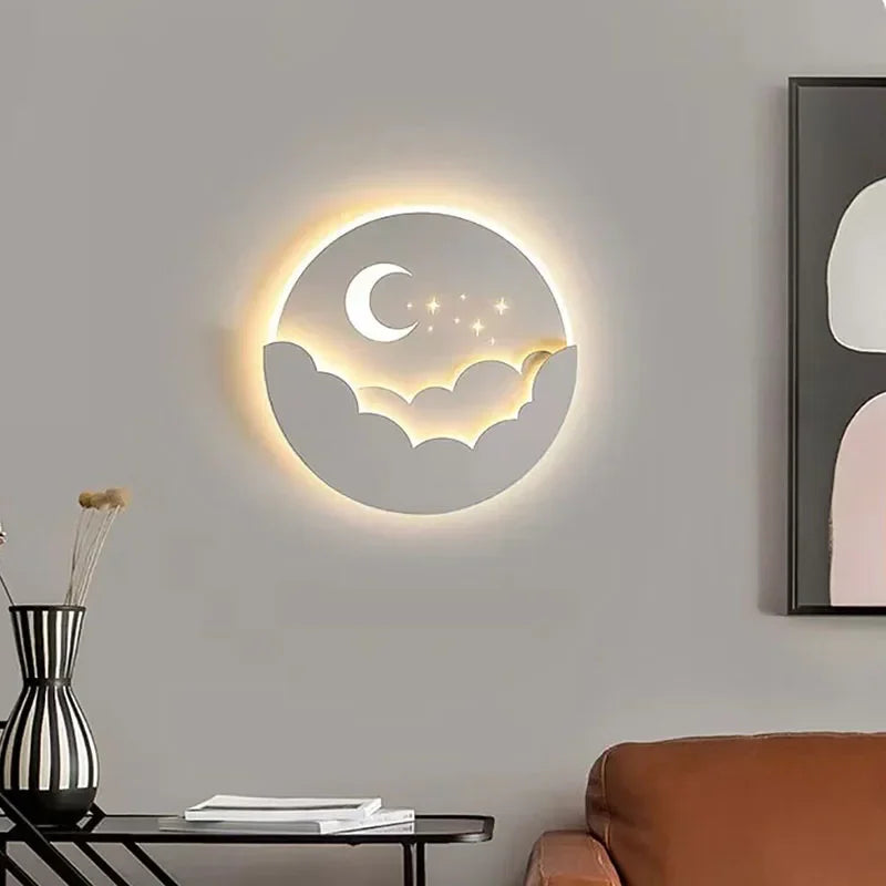 Maan en sterren LED-wandlamp gezellige nachtlamp