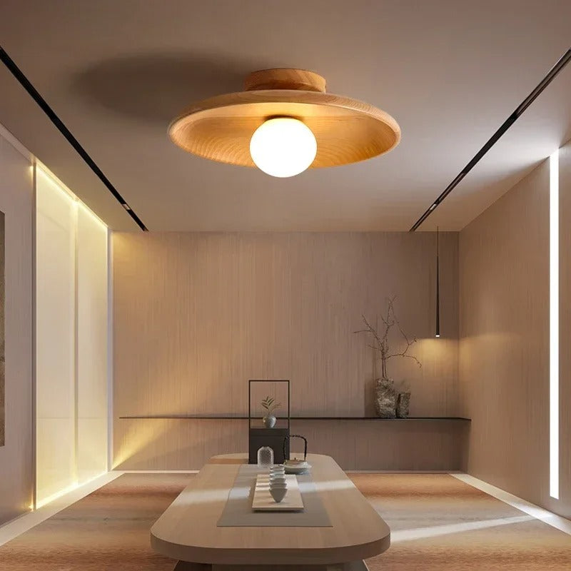 Natuurlijke houten plafondlamp minimalistische hanglamp