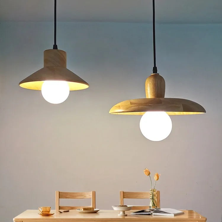 Natuurlijke houten plafondlamp minimalistische hanglamp