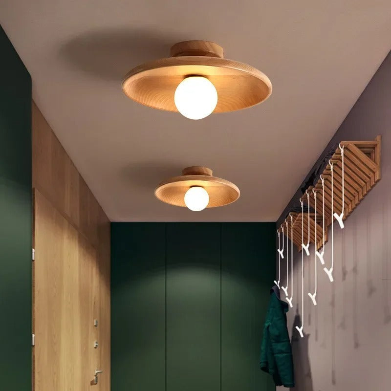 Natuurlijke houten plafondlamp minimalistische hanglamp