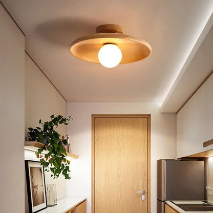 Natuurlijke houten plafondlamp minimalistische hanglamp
