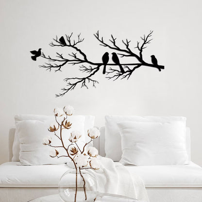 NatureCraft Moderne Metalen Wanddecoratie Vogelontwerp Zwart Geometrisch Woondecor