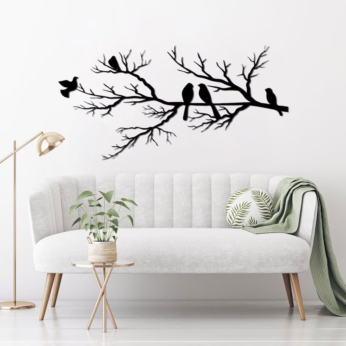 NatureCraft Moderne Metalen Wanddecoratie Vogelontwerp Zwart Geometrisch Woondecor