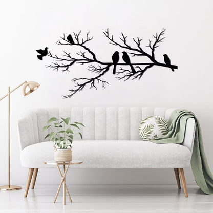 NatureCraft Moderne Metalen Wanddecoratie Vogelontwerp Zwart Geometrisch Woondecor