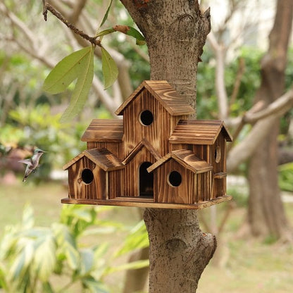NatureNest handgemaakt houten vogelhuisje voor tuinwildlife en buitendecoratie