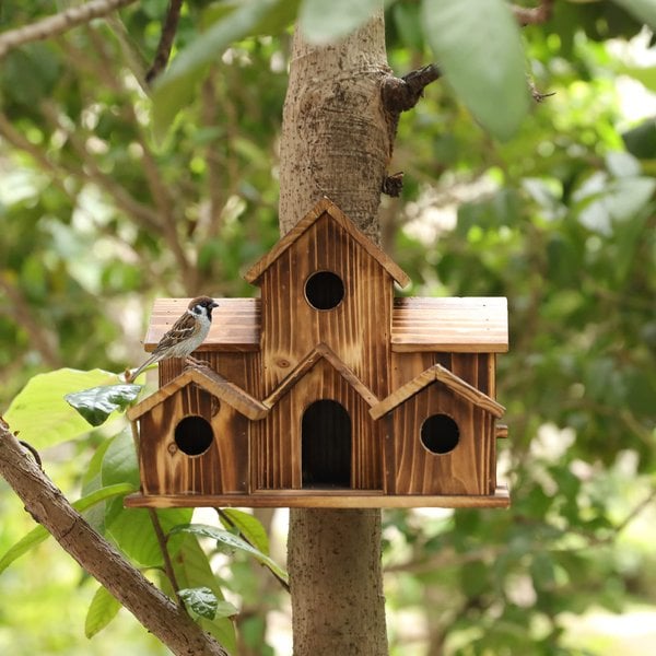 NatureNest handgemaakt houten vogelhuisje voor tuinwildlife en buitendecoratie